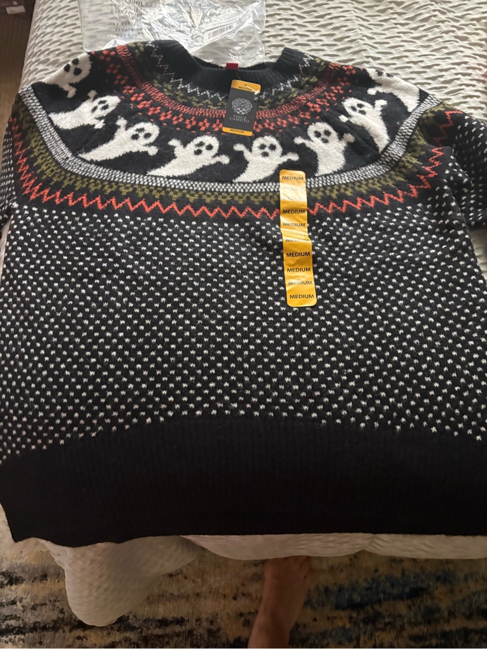 Vince Camuto Black Ghost Fair Isle Sweater - Med